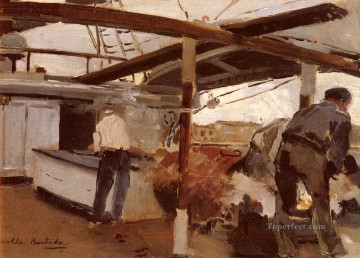 Joaquin Sorolla Painting - Two Men On A Deck painter Joaquin Sorolla